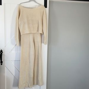 Never Worn Nasty Gal Cream Flare Sweater Set